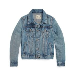 Polo Ralph Lauren Girls Denim Trucker Jacket Jean Size 8 Classic Logo Designer